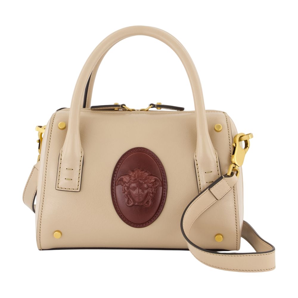 Versace Boston Crossbody Bag — Beige Calfskin