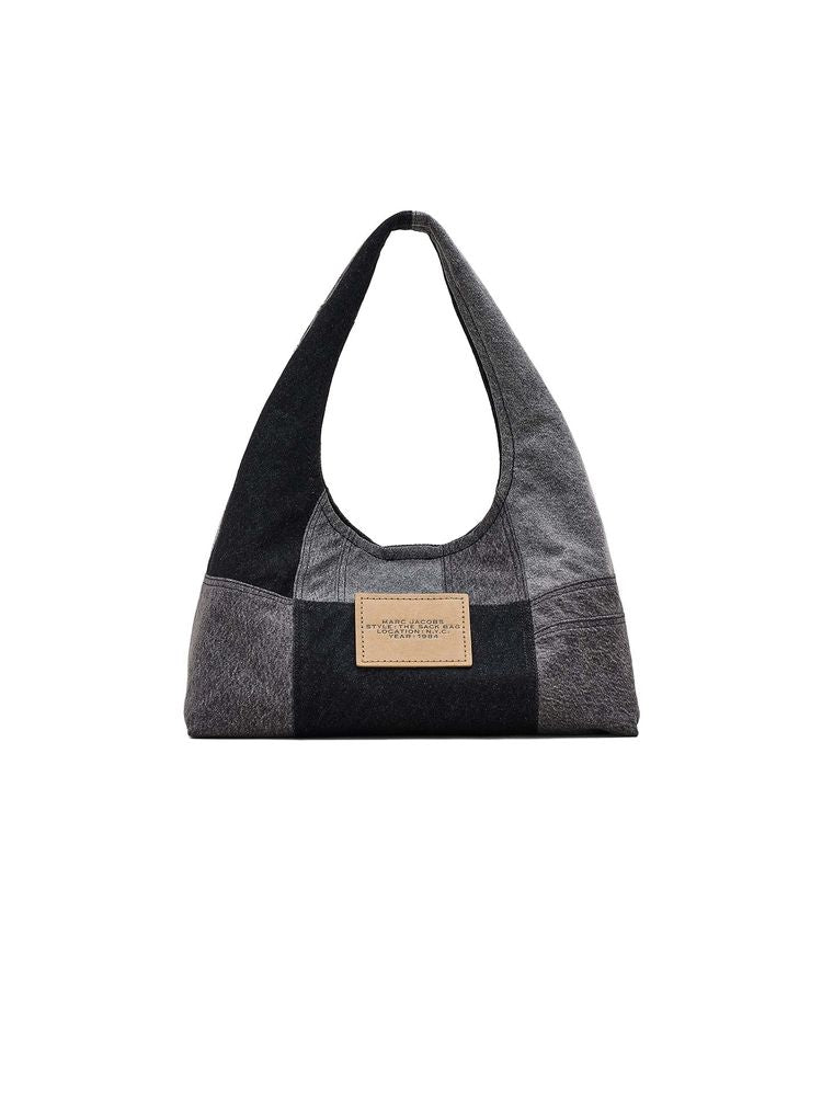 Marc Jacobs Colorblock Cotton Denim Shoulder Bag — Black