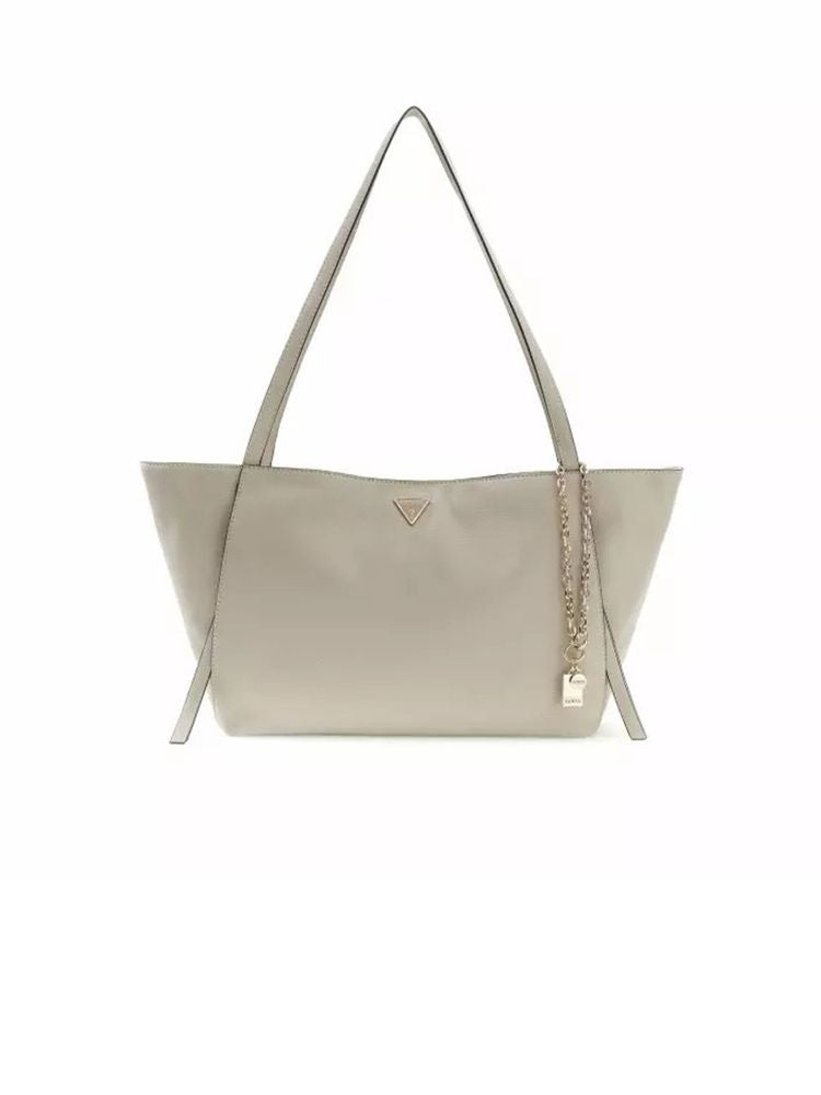 Guess Polyurethane Trapeze Tote Bag — Beige