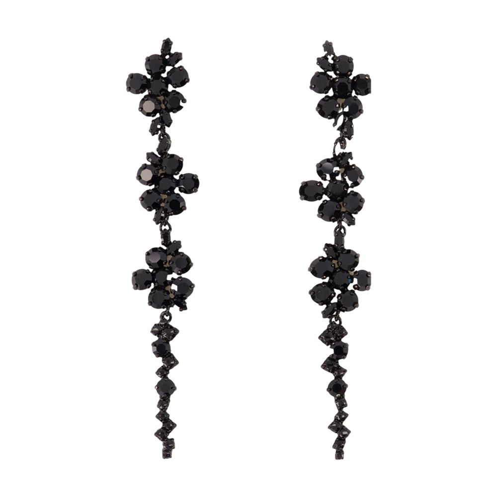 Simone Rocha Floral Black Pearl Drop Earrings — Synthetic_pearls