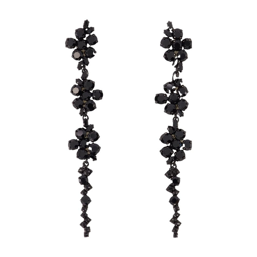Simone Rocha Floral Black Pearl Drop Earrings — Synthetic_pearls