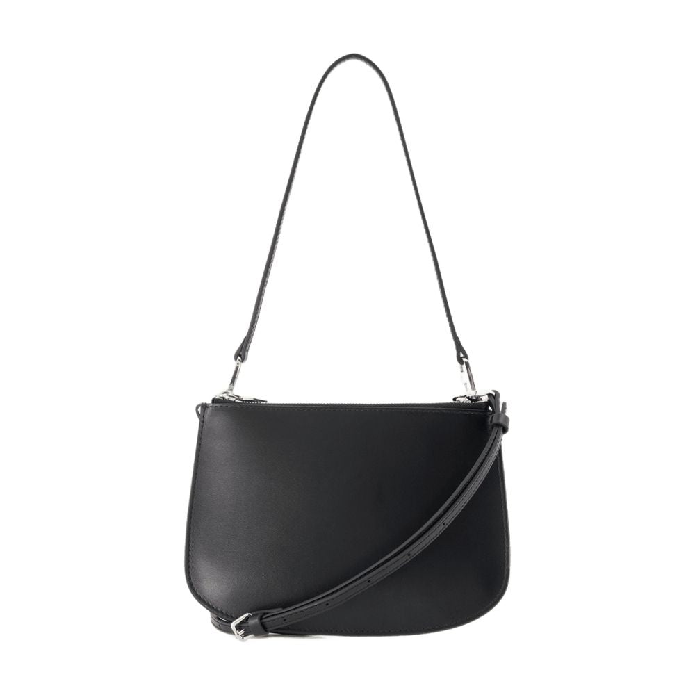 Diesel Curved Calfskin Shoulder Bag — Black