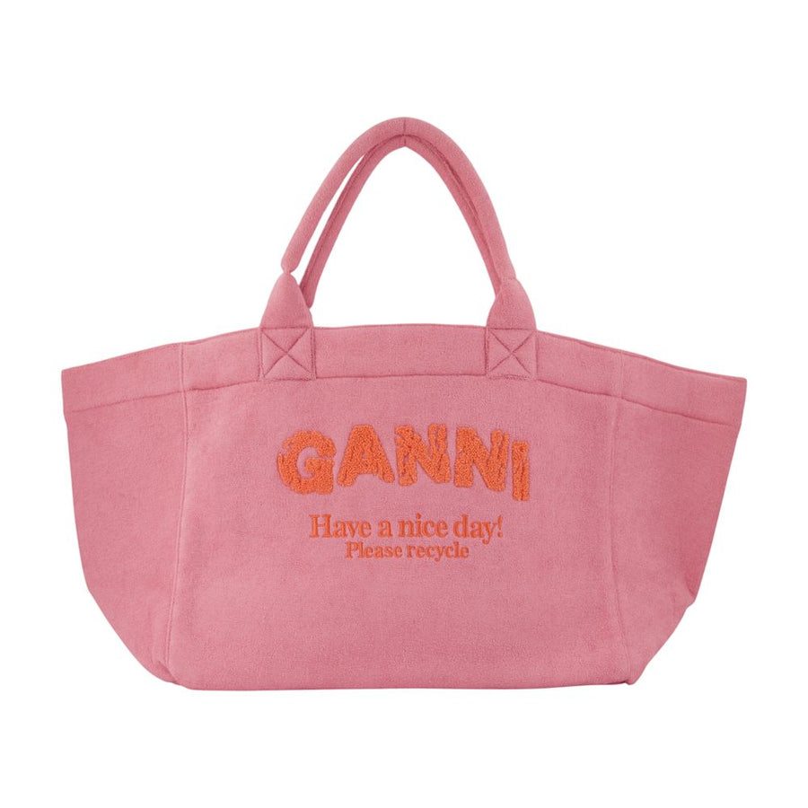 Ganni Xxl Tote Bag — Pink Polyester