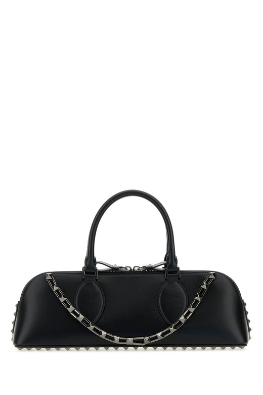 Valentino Garavani Studded Calf Leather Top Handle Bag — Black - Bos Taurus