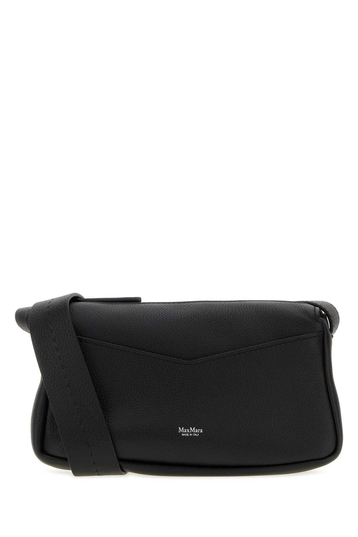 Max Mara Leather Crossbody Shoulder Bag — Black