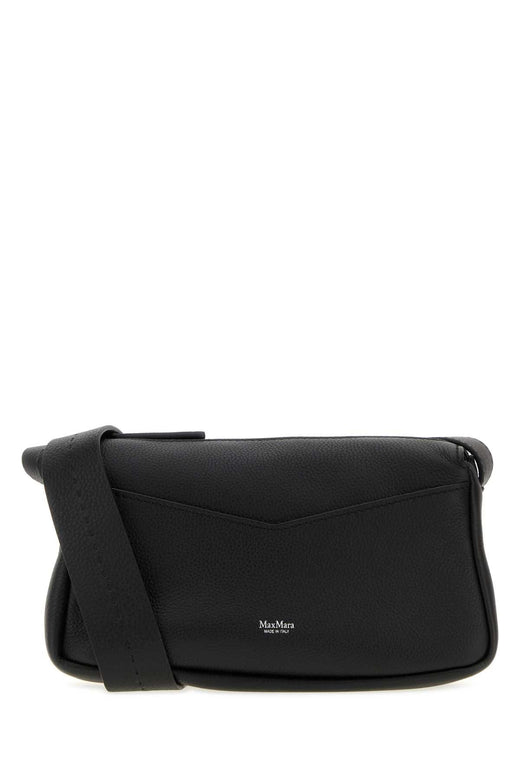 Max Mara Leather Crossbody Shoulder Bag — Black