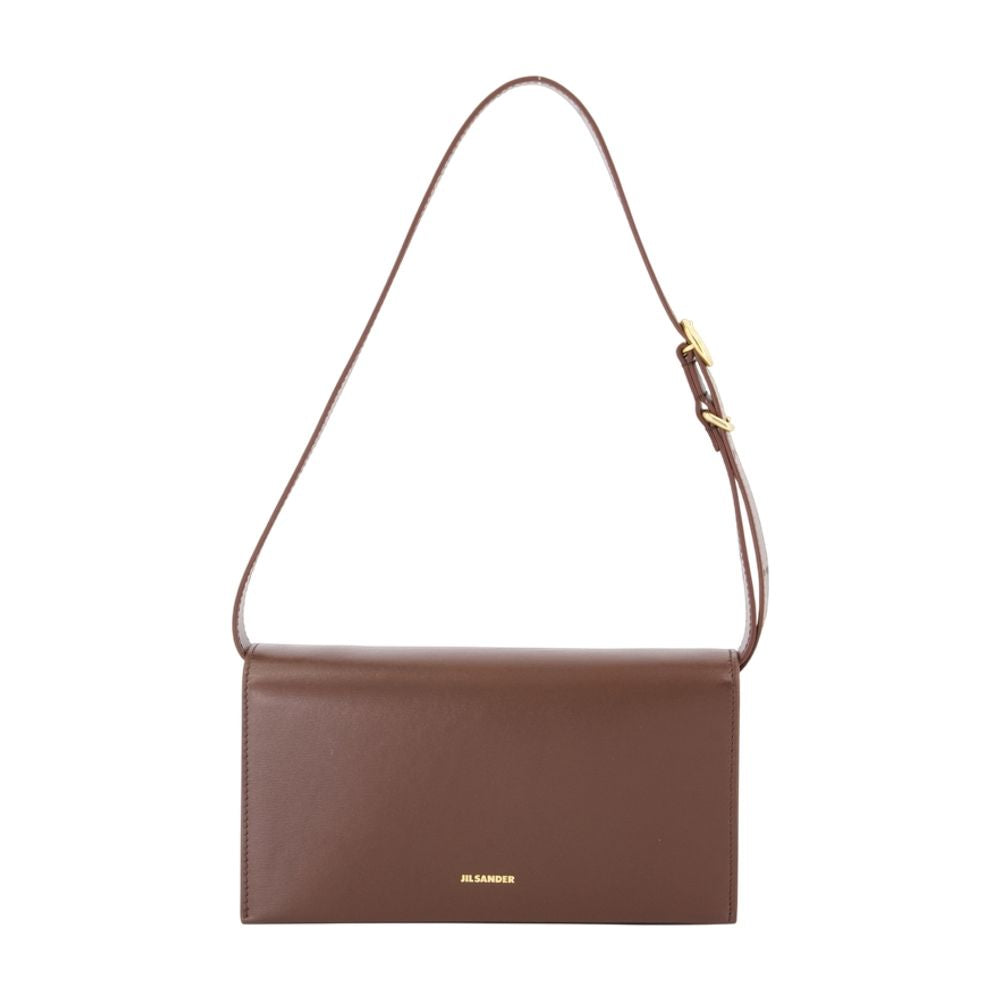 Jil Sander Calfskin Leather Crossbody Bag — Brown