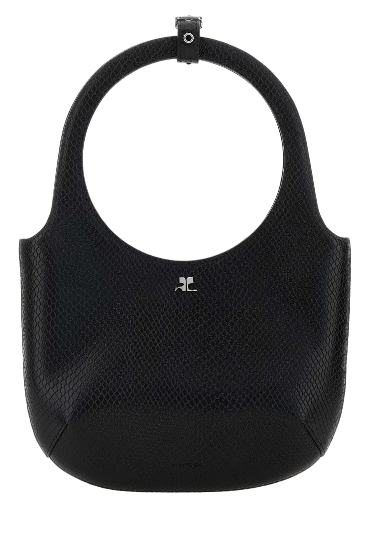 Courreges Textured Leather Shoulder Bag — Black