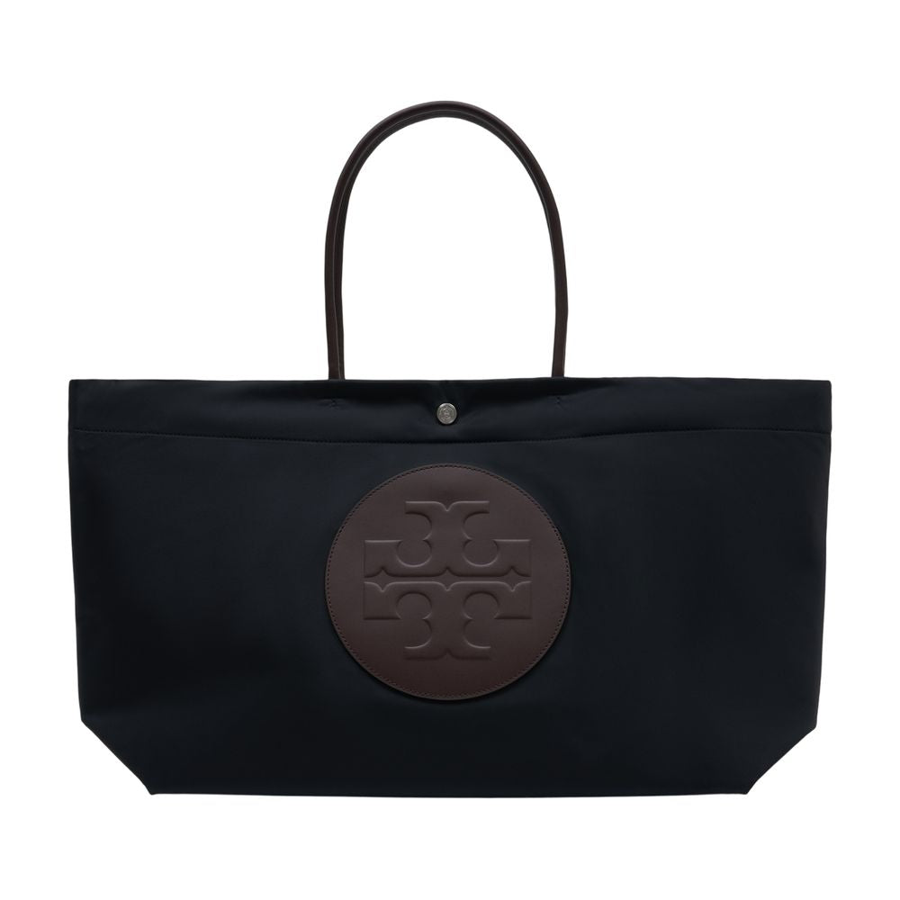 Tory Burch Ella Twist Tote Bag — Black Calfskin