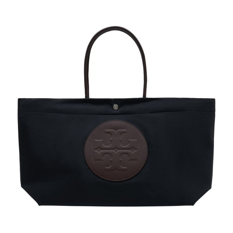 Tory Burch Ella Twist Tote Bag — Black Calfskin