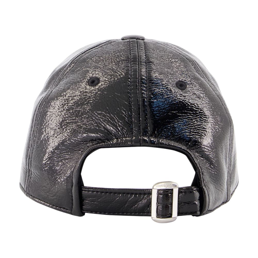 Courreges 326tct050vy0014-9999 Vinyl Ac Logo Baseball Cap — Black Other Caps
