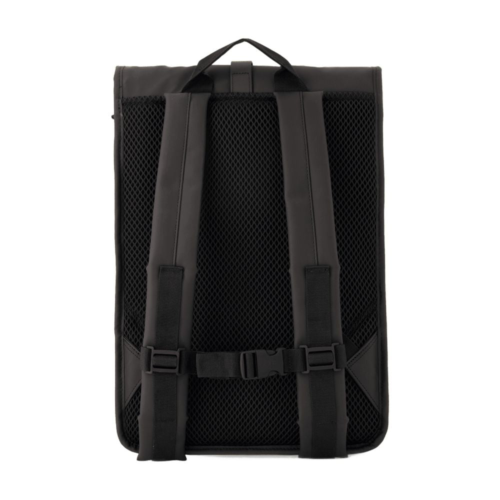Rains Roll-Top Rucksack Backpack — Black Synthetic