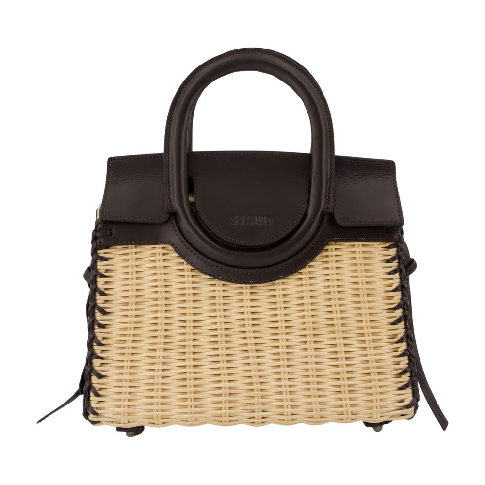 Staud Maude Top Handle Bag — Beige Raffia
