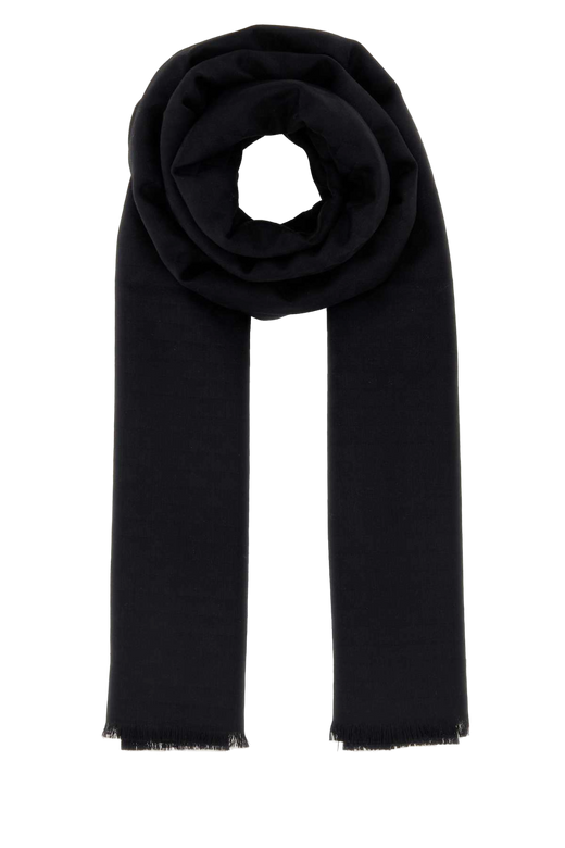 Prada Jacquard Wool-Silk Scarf — Black Exterior: Wool Silk Scarfs