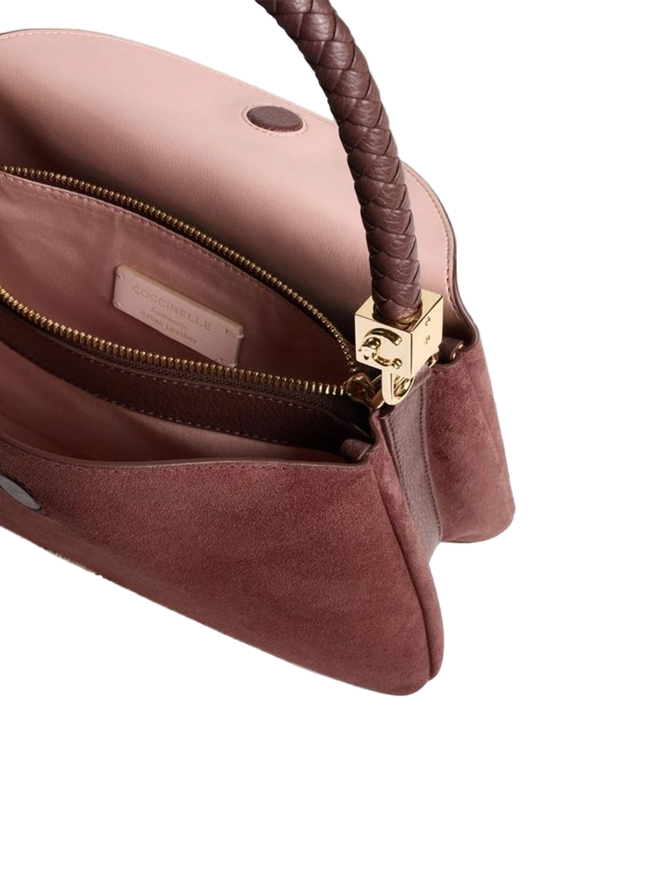Coccinelle Top Handle Bag — Purple Bovine Split Suede Leather