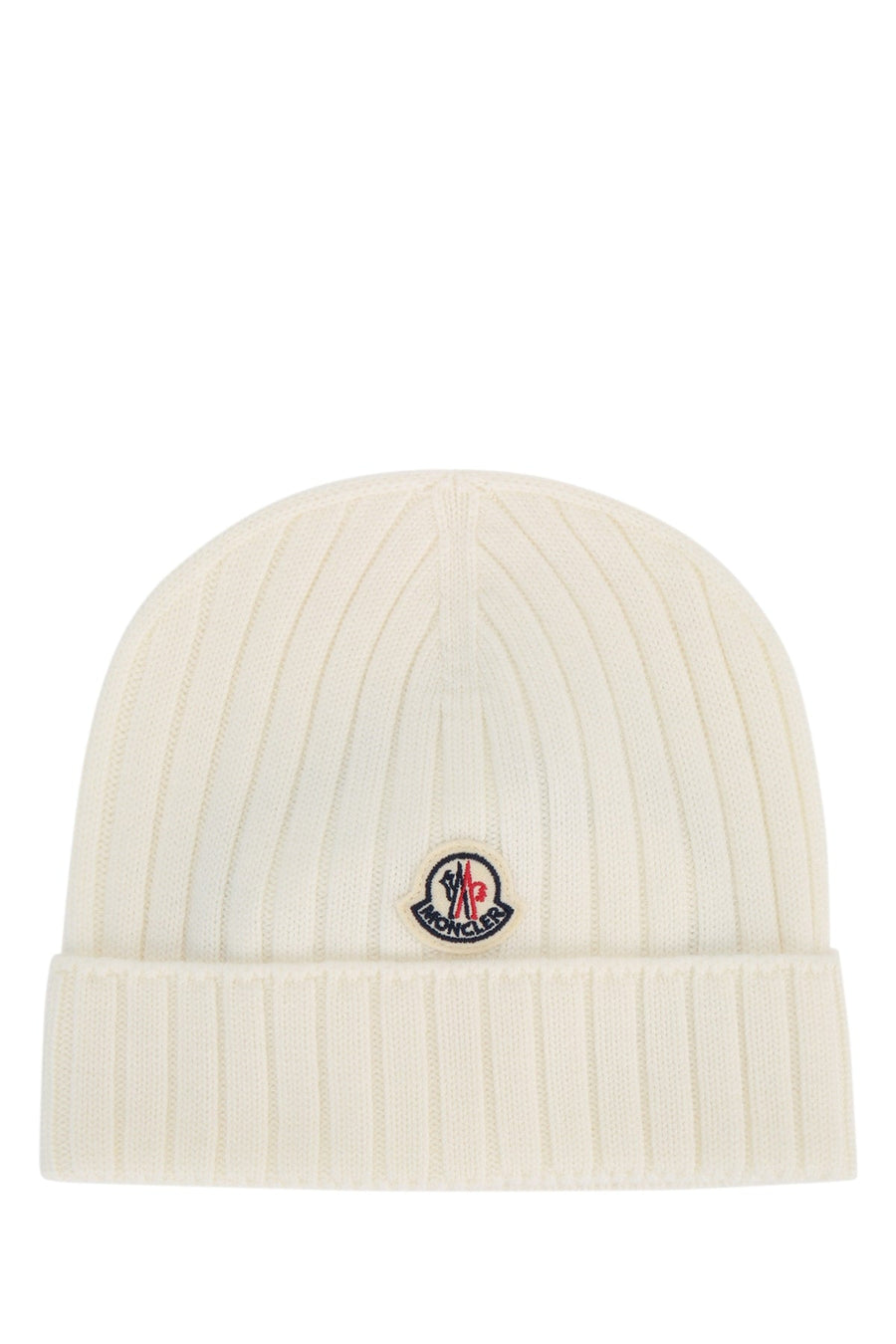 Moncler Jr Hat Ribbed Wool Beanie — Cream Beanies