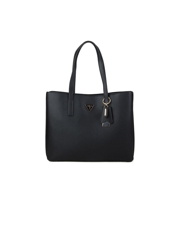 Guess Structured Polyurethane Tote Bag — Black
