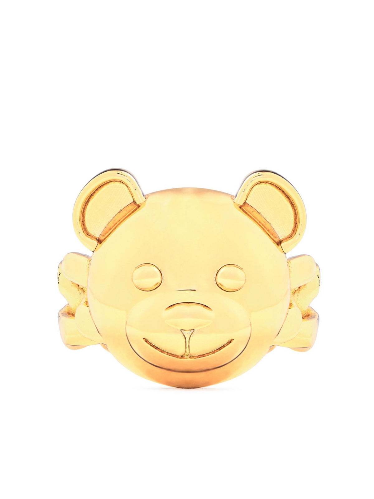 Moschino Teddy Bear Logo Ring — Gold Brass Rings