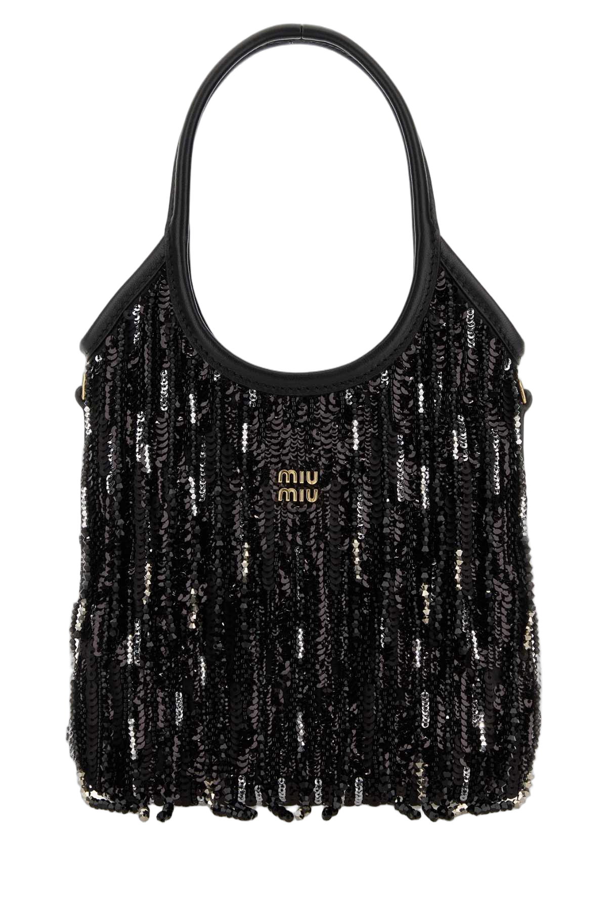 Miu Miu Sequin-Embellished Shoulder Bag — Black