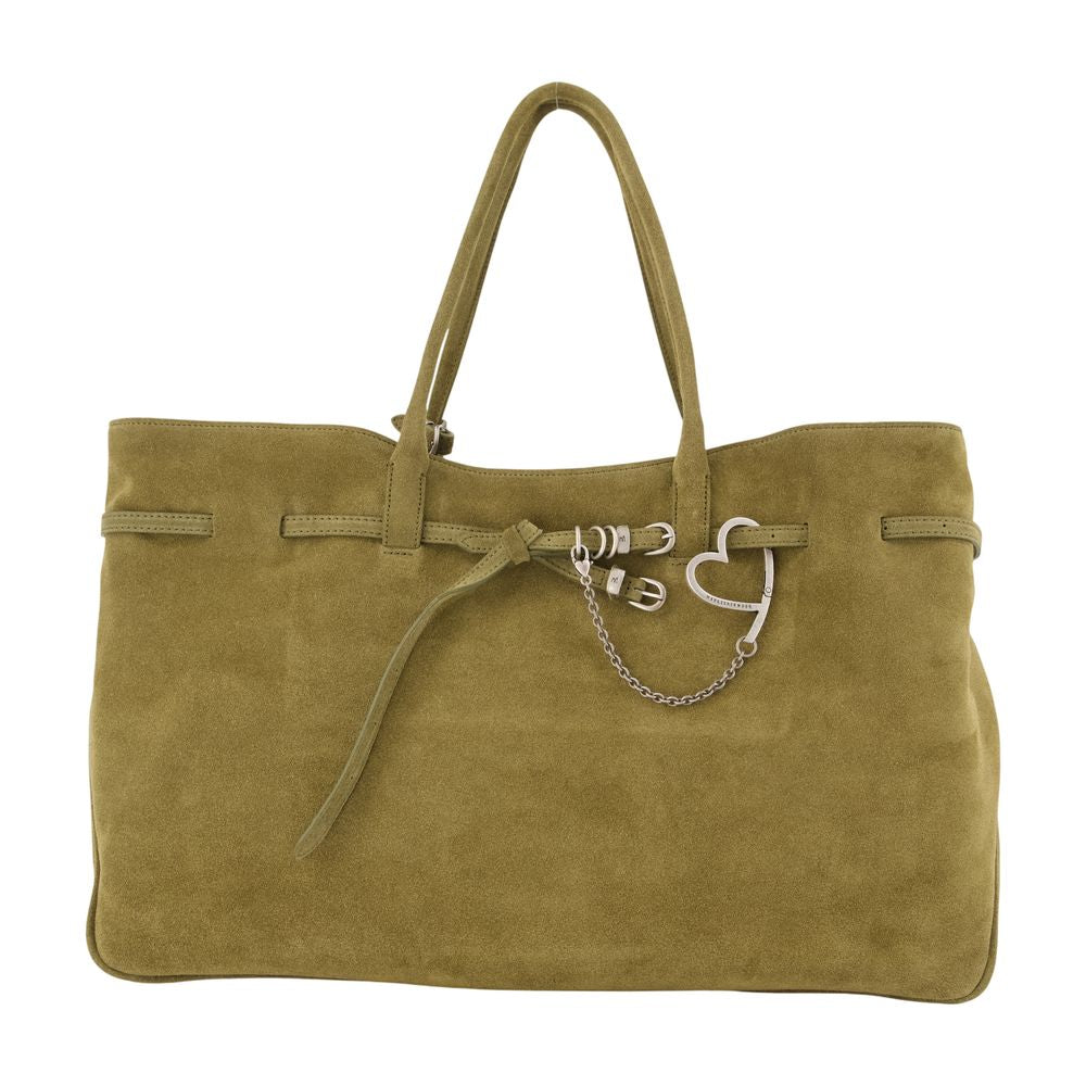 Marge Sherwood Suede Leather Tote Bag Khaki Cowhide