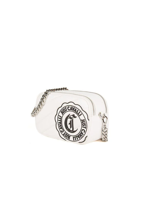 Just Cavalli Logo-Emblazoned Crossbody Bag — White Polyester