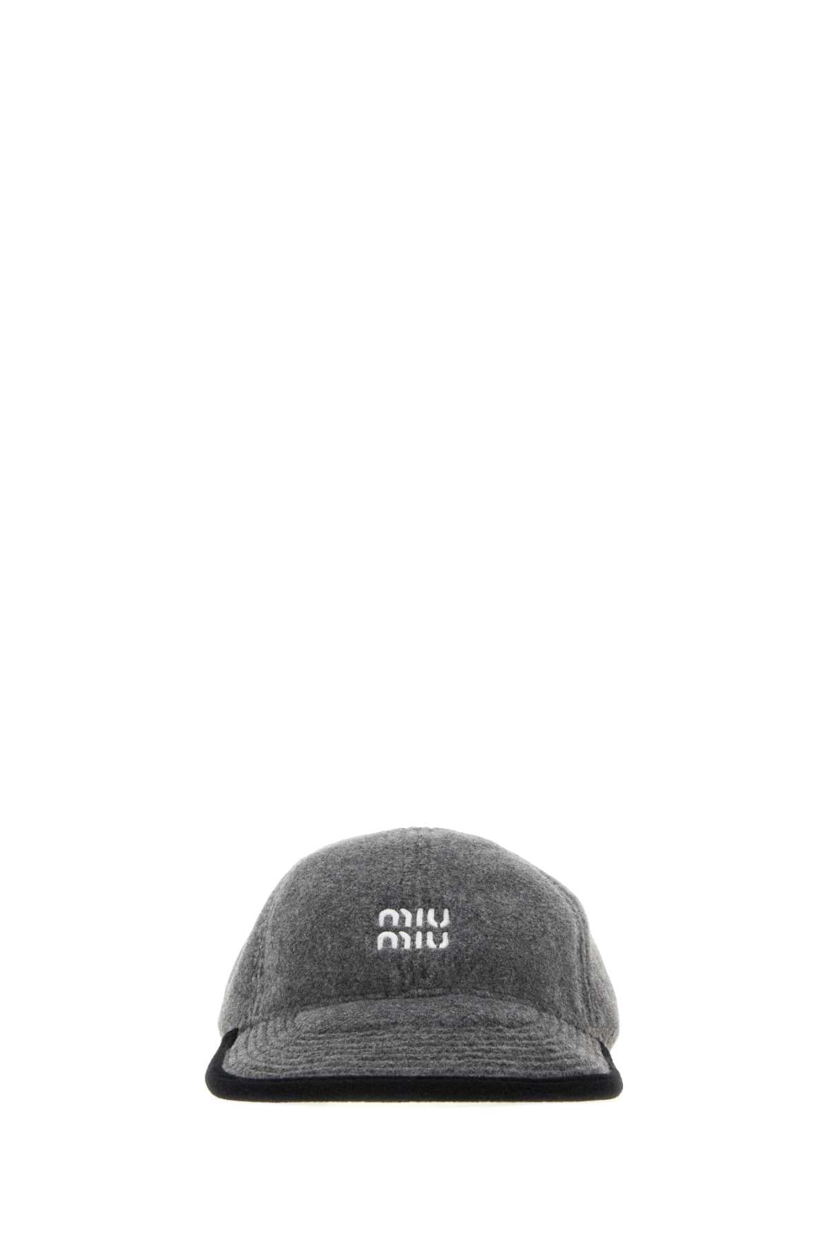 Miu Miu Hat Flannel Baseball Cap — Gray Caps