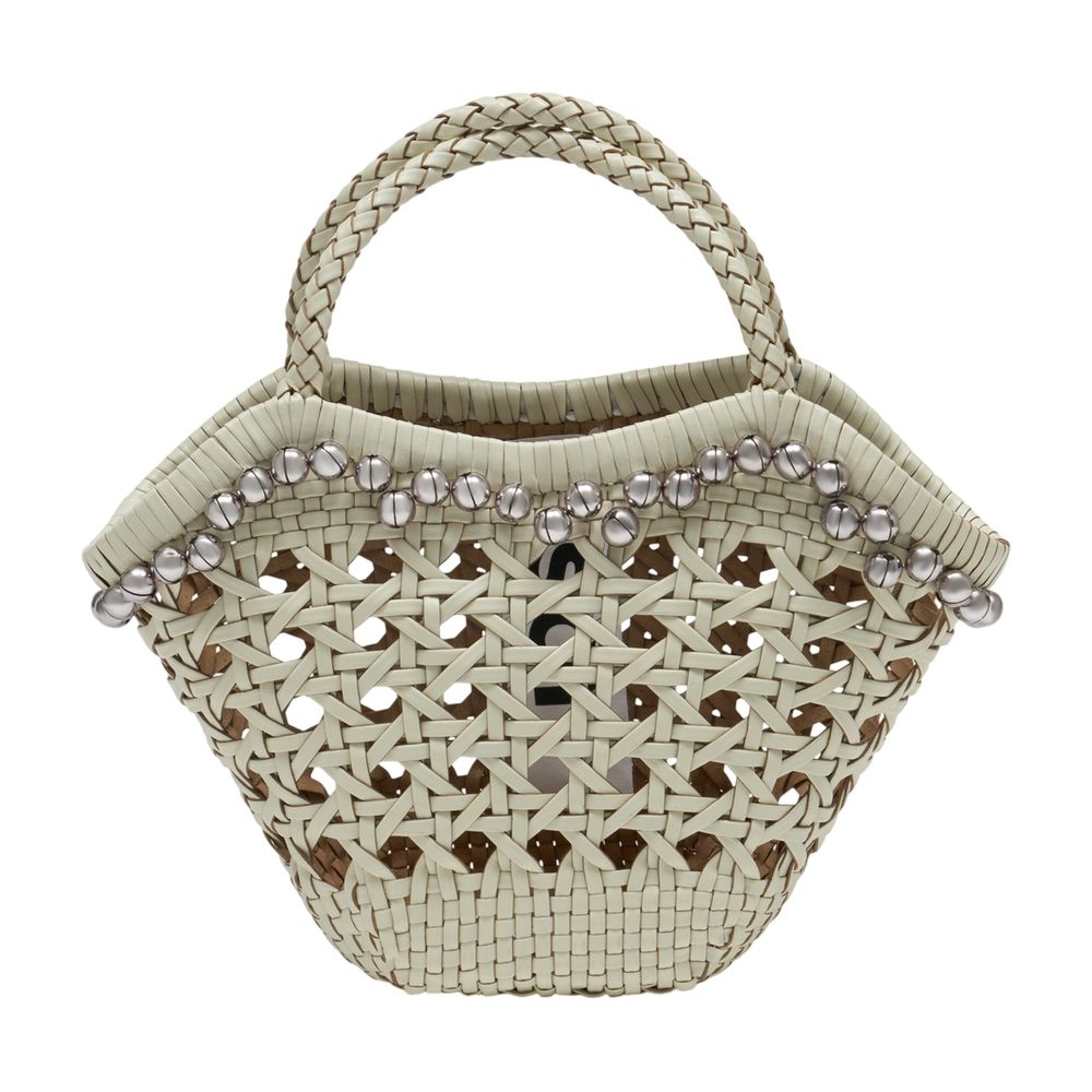 Osoi Beaded Raffia Tote Bag — White