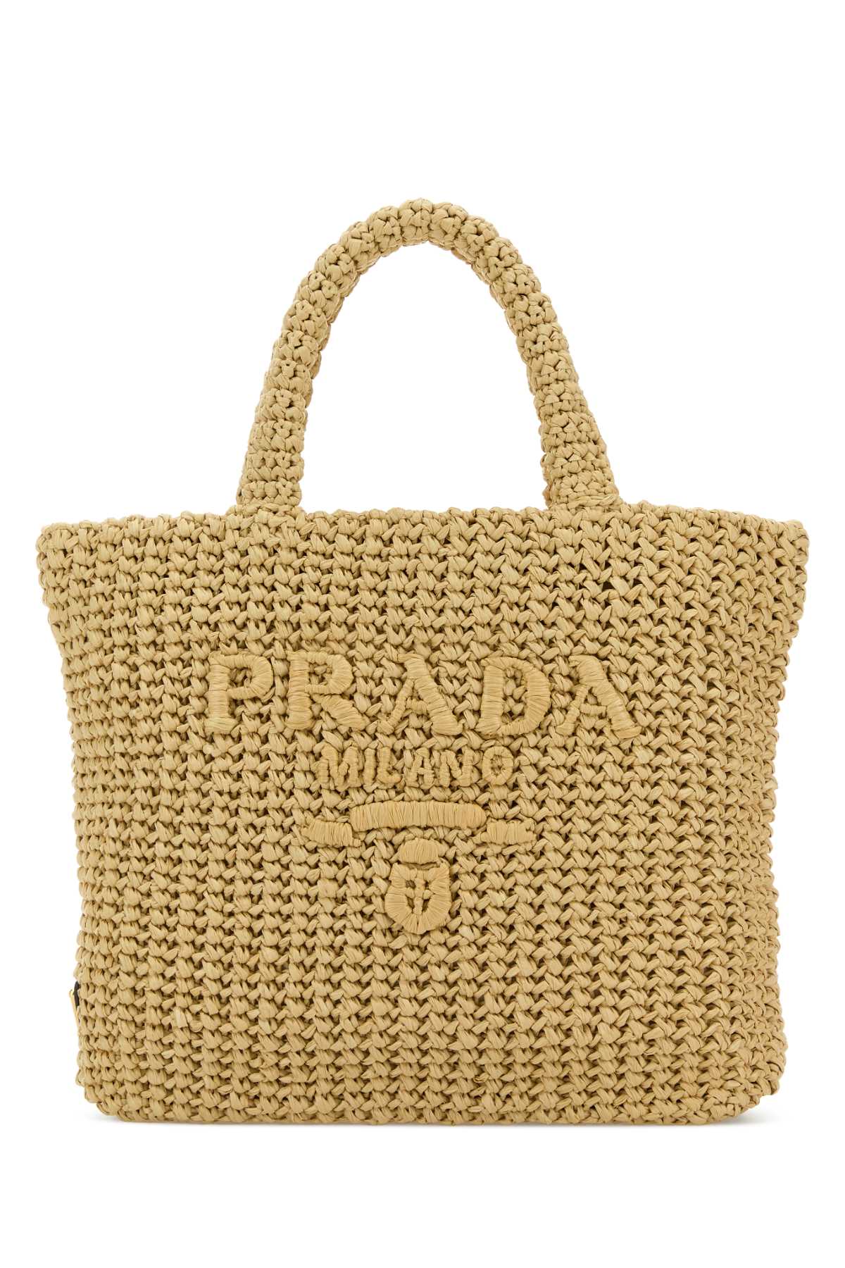 Prada Raffia And Calf Leather Tote Bag — Beige Vi-calf