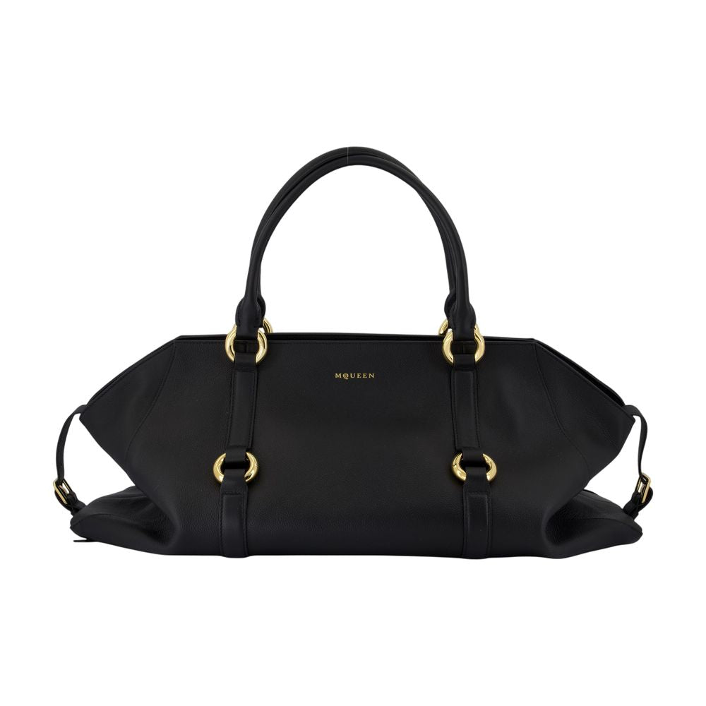 Alexander Mcqueen Farringdon Maxi Shoulder Bag — Black Calfskin