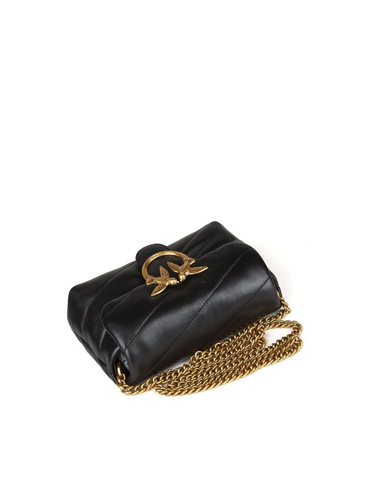 Pinko Love Puff Crossbody Bag — Black Lamb Leather