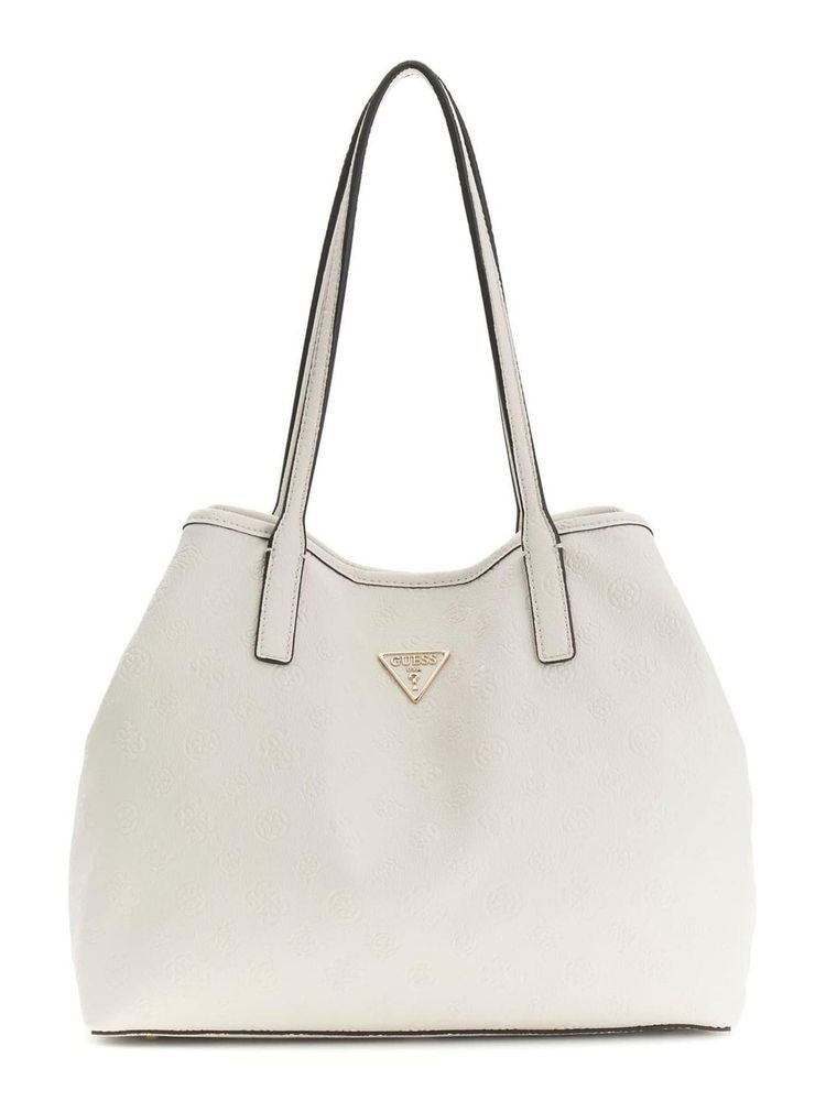 Guess Embossed Monogram Tote Bag — Beige Polyurethane
