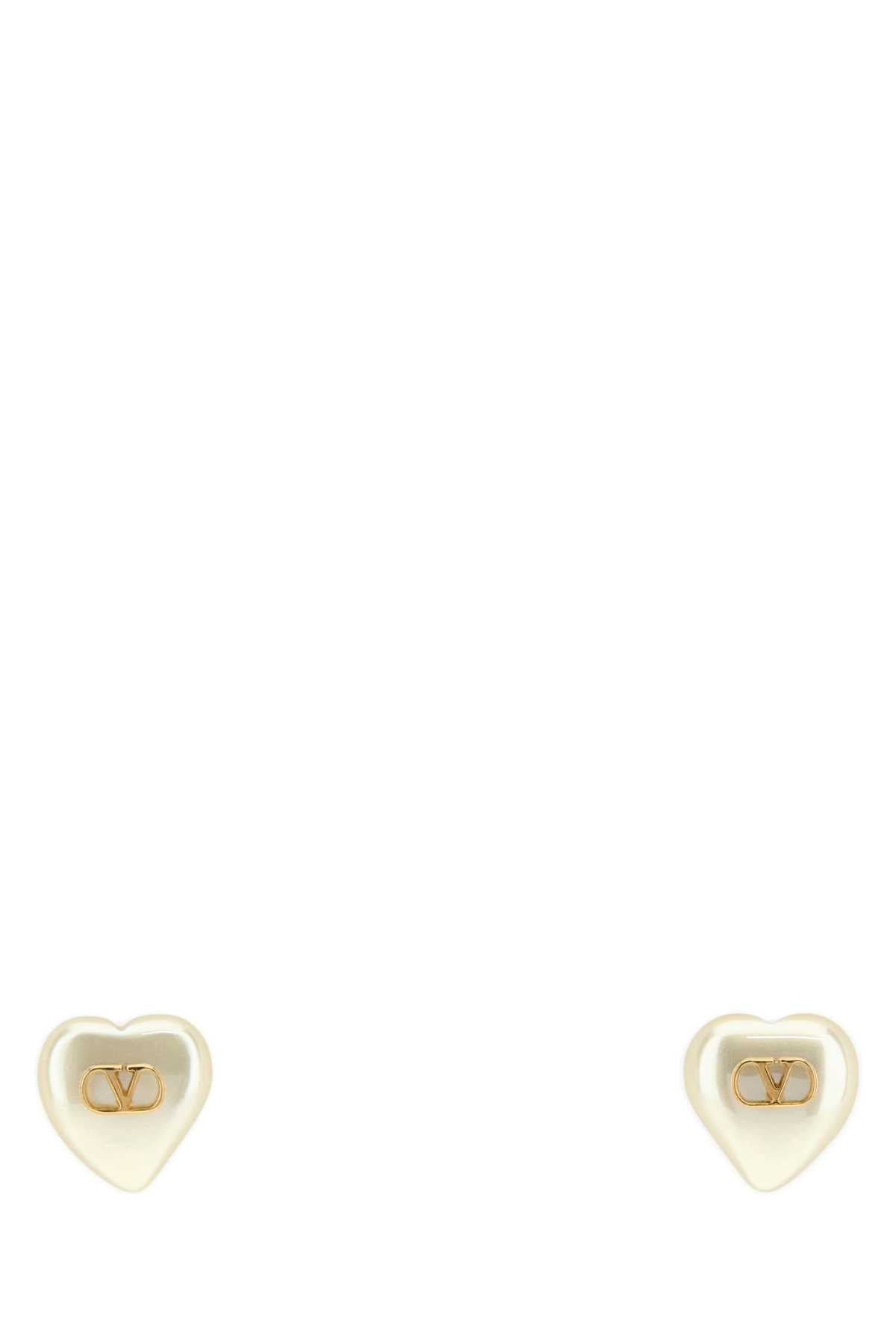 Valentino Garavani Coeur Royal Earrings — White Exterior: Metal
