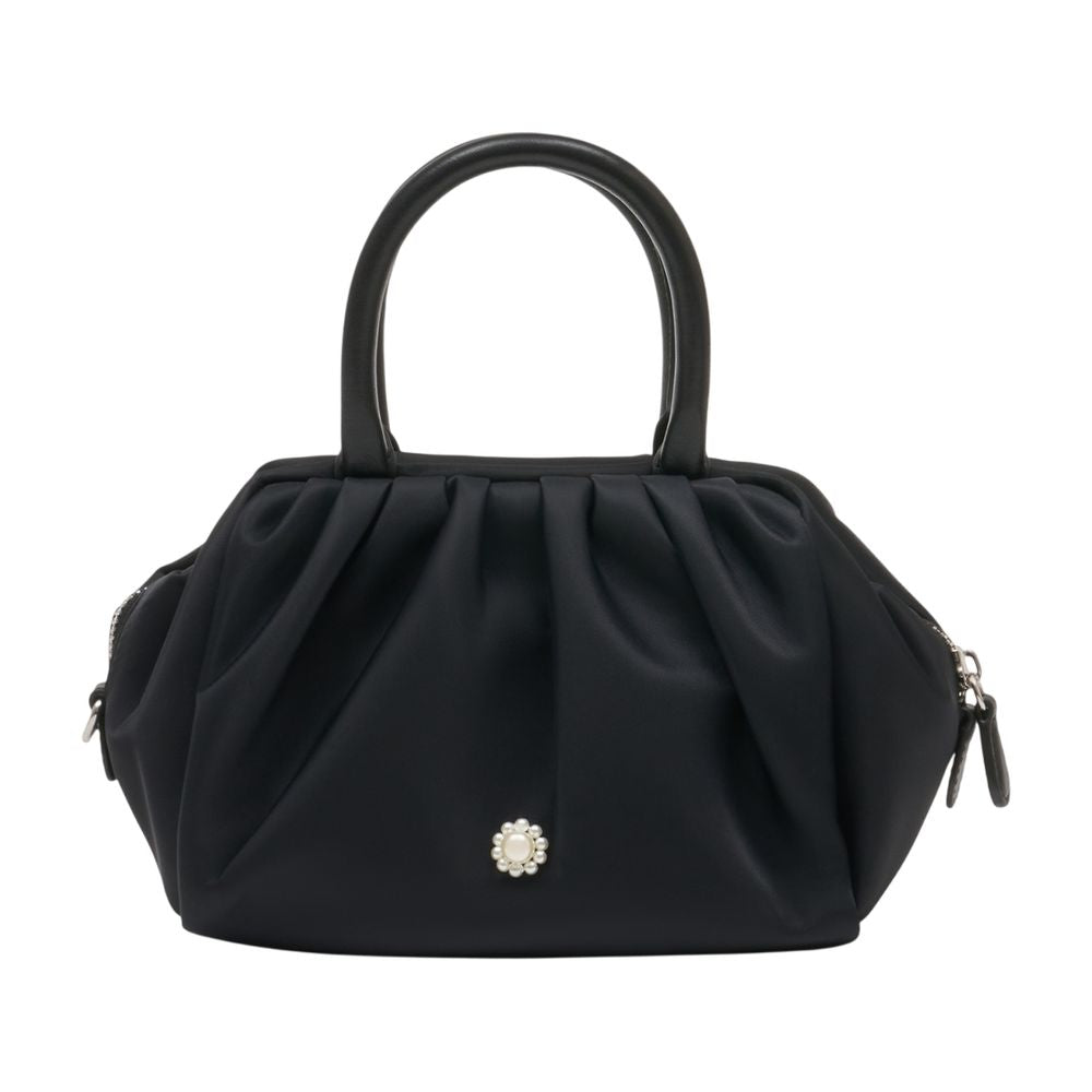 Simone Rocha Gathered Synthetic Top Handle Bag — Black