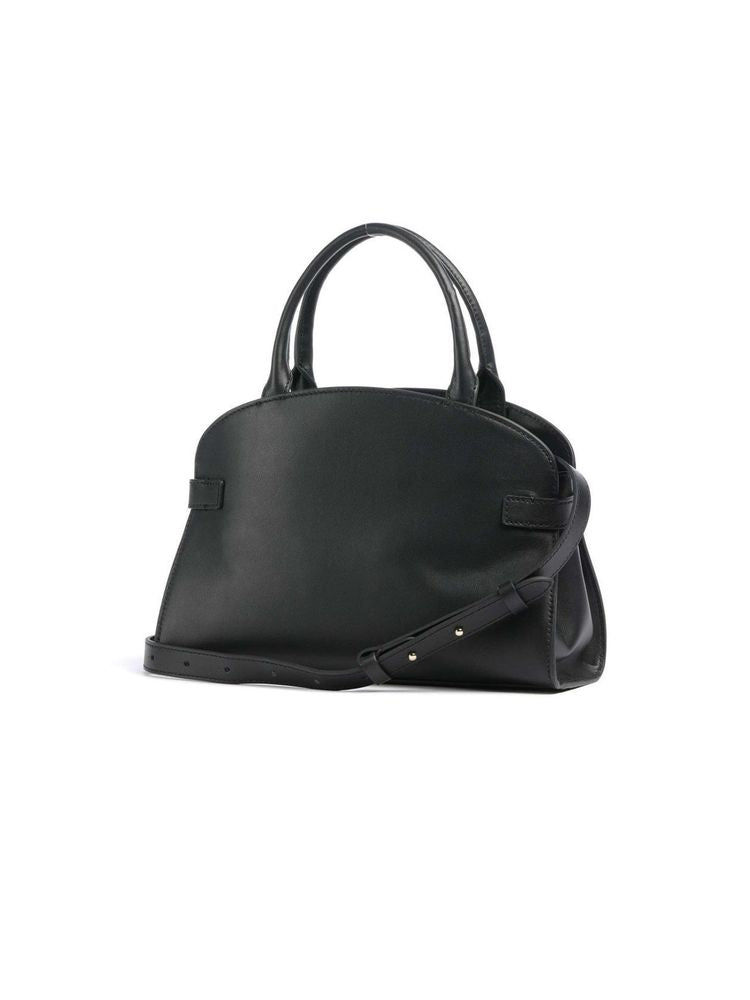Coccinelle Sabine Top Handle Bag — Black Smooth Leather