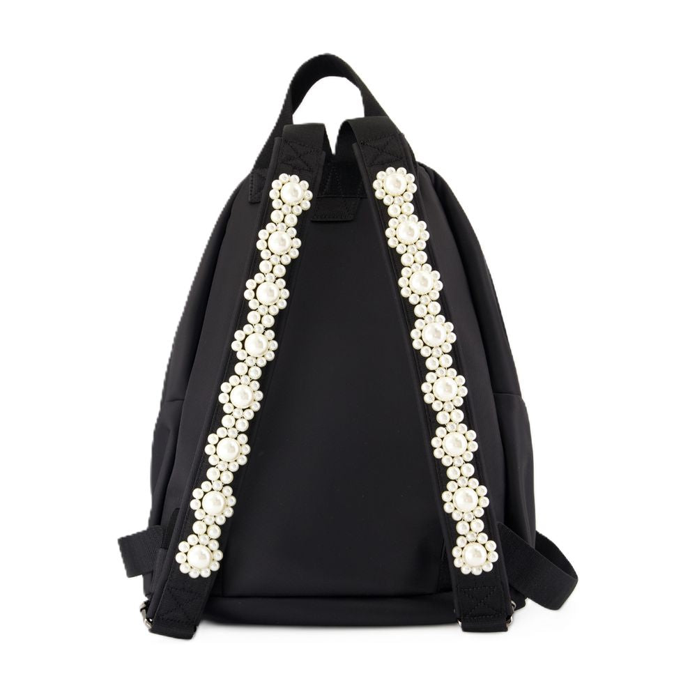 Simone Rocha Pearl-Beaded Backpack — Black Nylon
