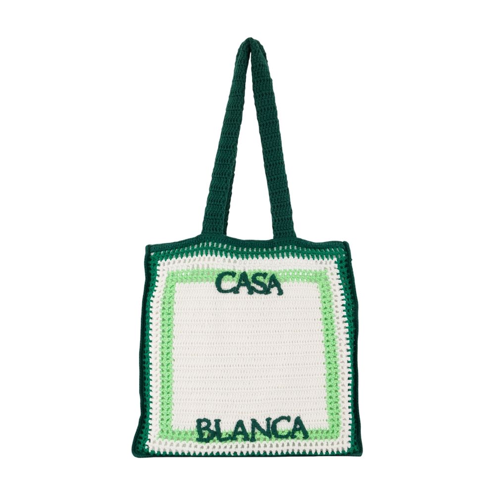 Casablanca Crocheted Cotton Tote Bag — Green