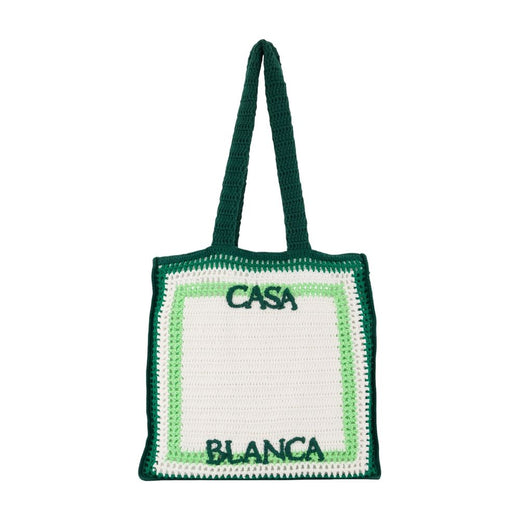 Casablanca Crocheted Cotton Tote Bag — Green