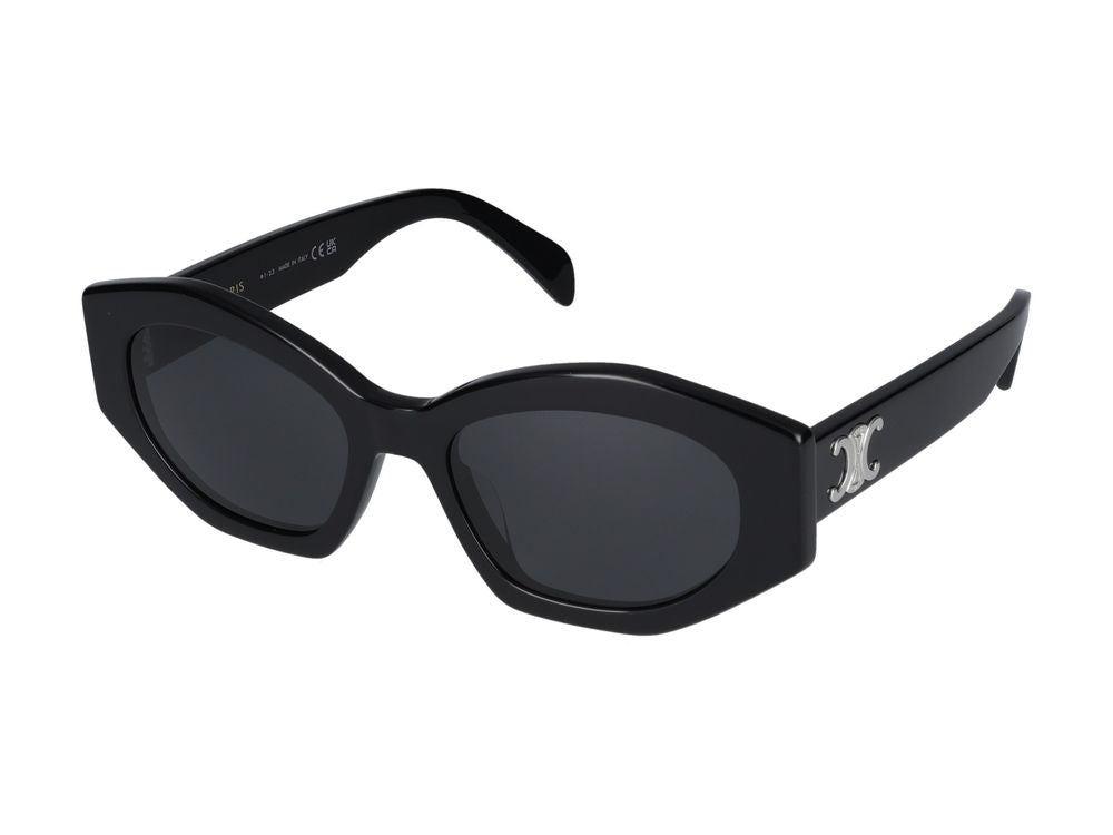 Celine Cl40238u Logo-Embellished Oval Sunglasses — Black Standard