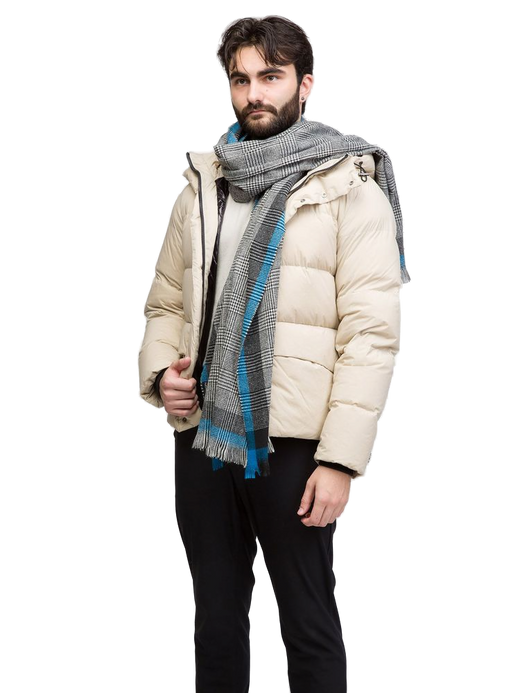 Momo Design Checkered Wool Blend Scarf — Black Acrylic Scarfs