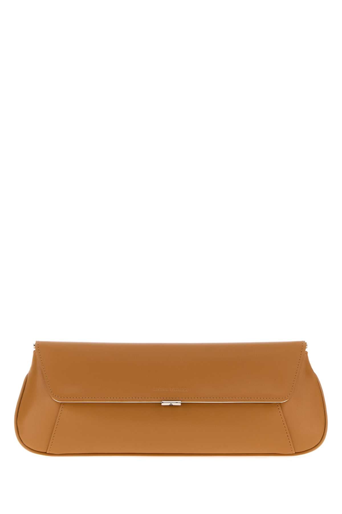 Amina Muaddi Lattesilver Clutch — Bronze