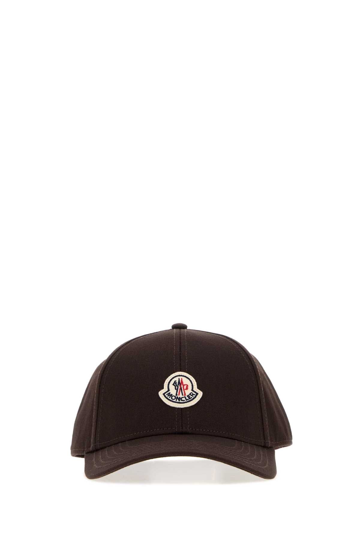 Moncler Baseball Logo-Embroidered Cotton Cap — Brown Caps
