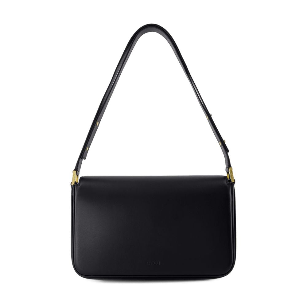Patou Calfskin Shoulder Bag — Black