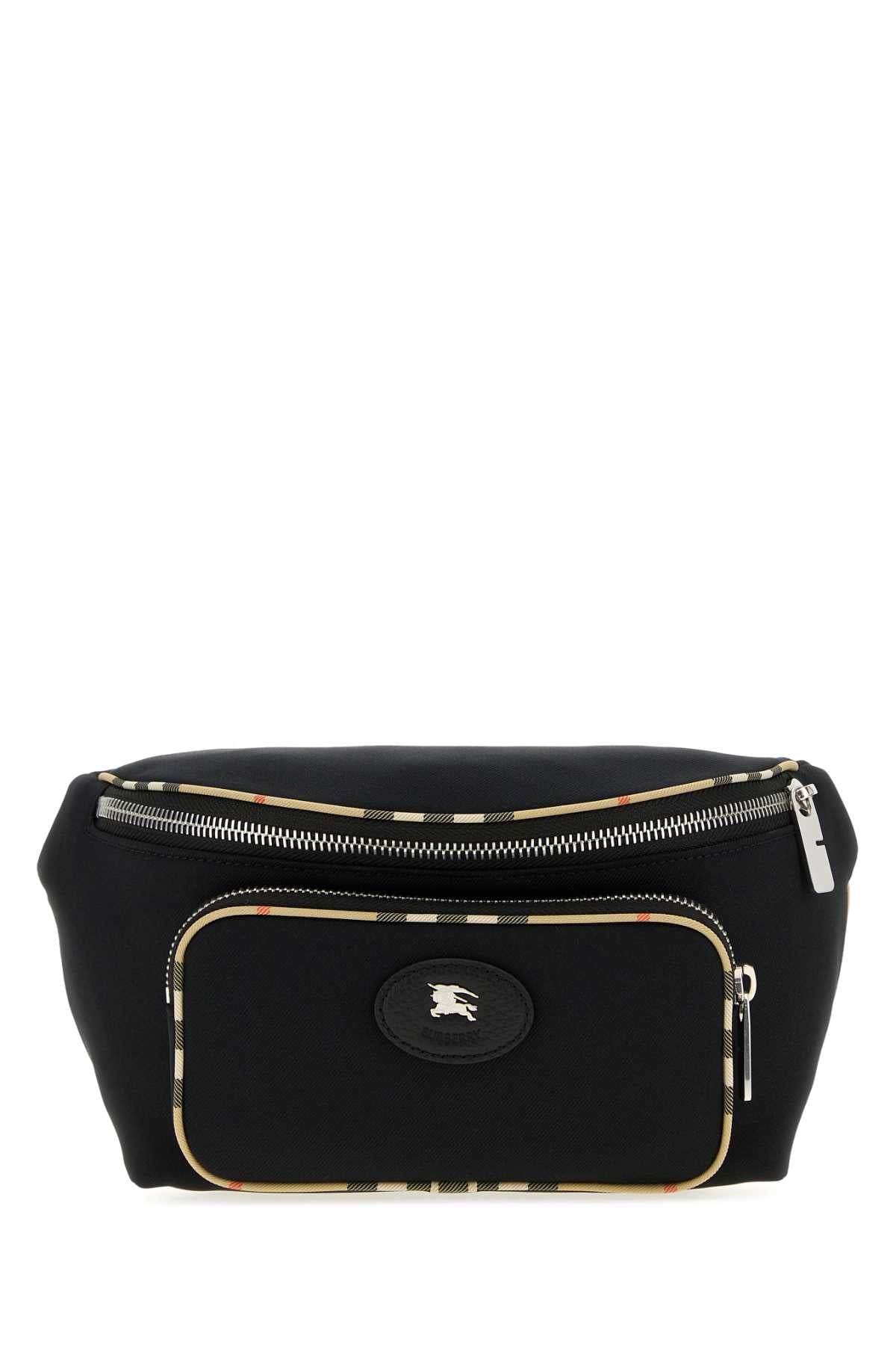 Burberry Check-Trim Belt Bag — Black Polyester Polyurethane