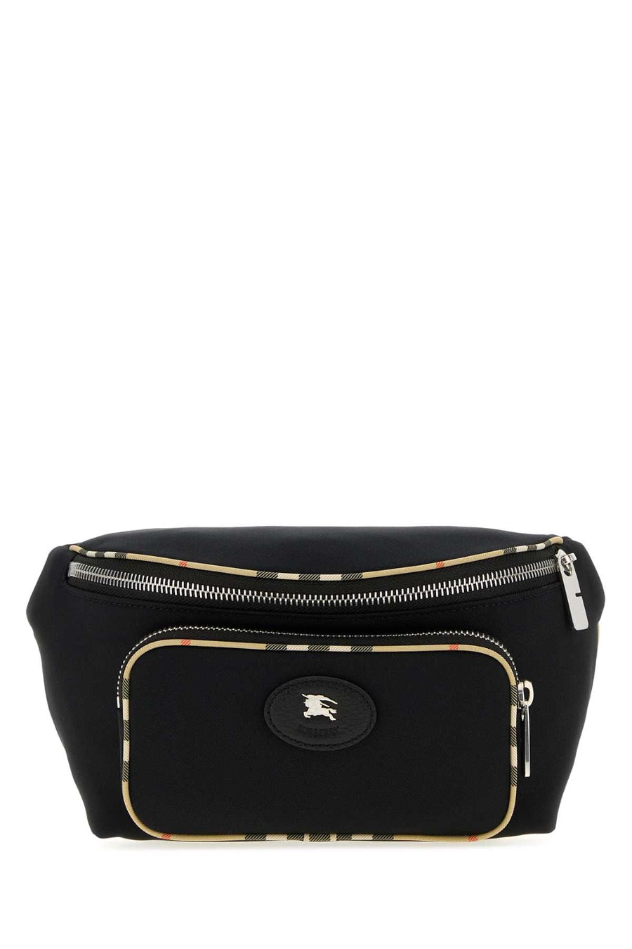 Burberry Check-Trim Belt Bag — Black Polyester Polyurethane