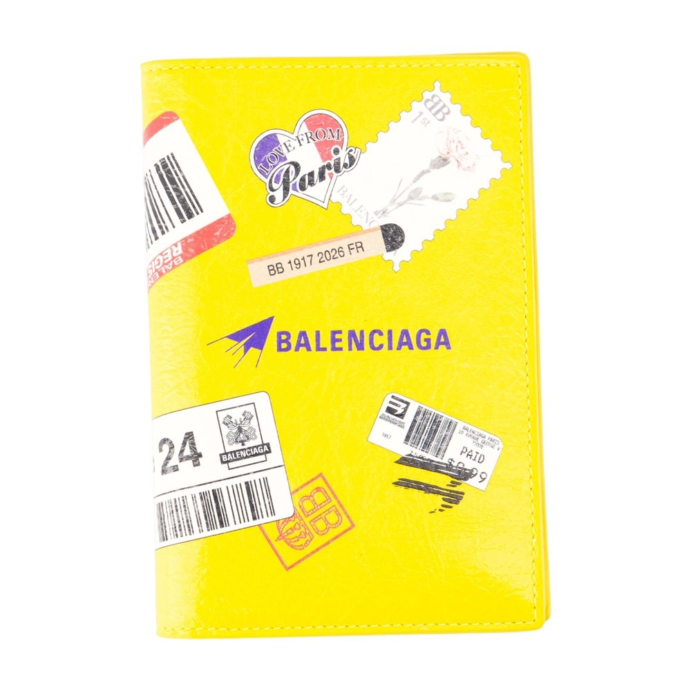 Balenciaga Lambskin Passport Holder Card Case — Yellow Cases