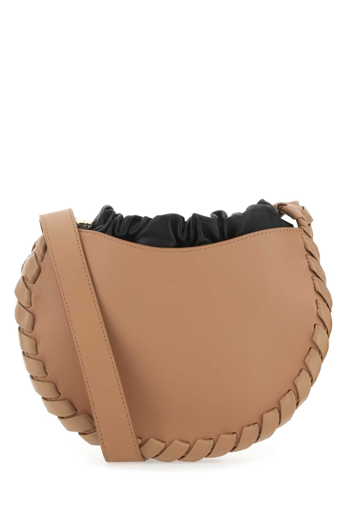 Chloé Braided Leather Shoulder Bag — Beige
