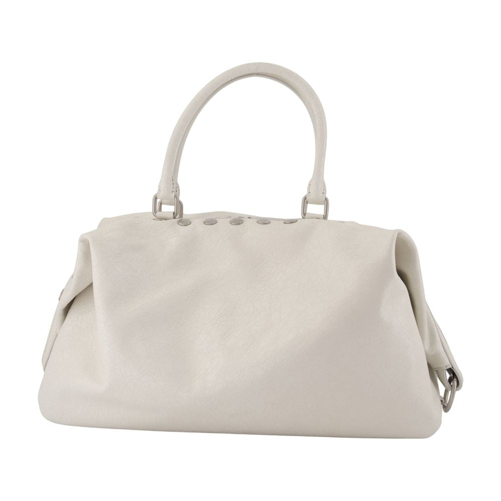 Margesherwood Dumpling Stud Top Handle Bag — White Cowhide
