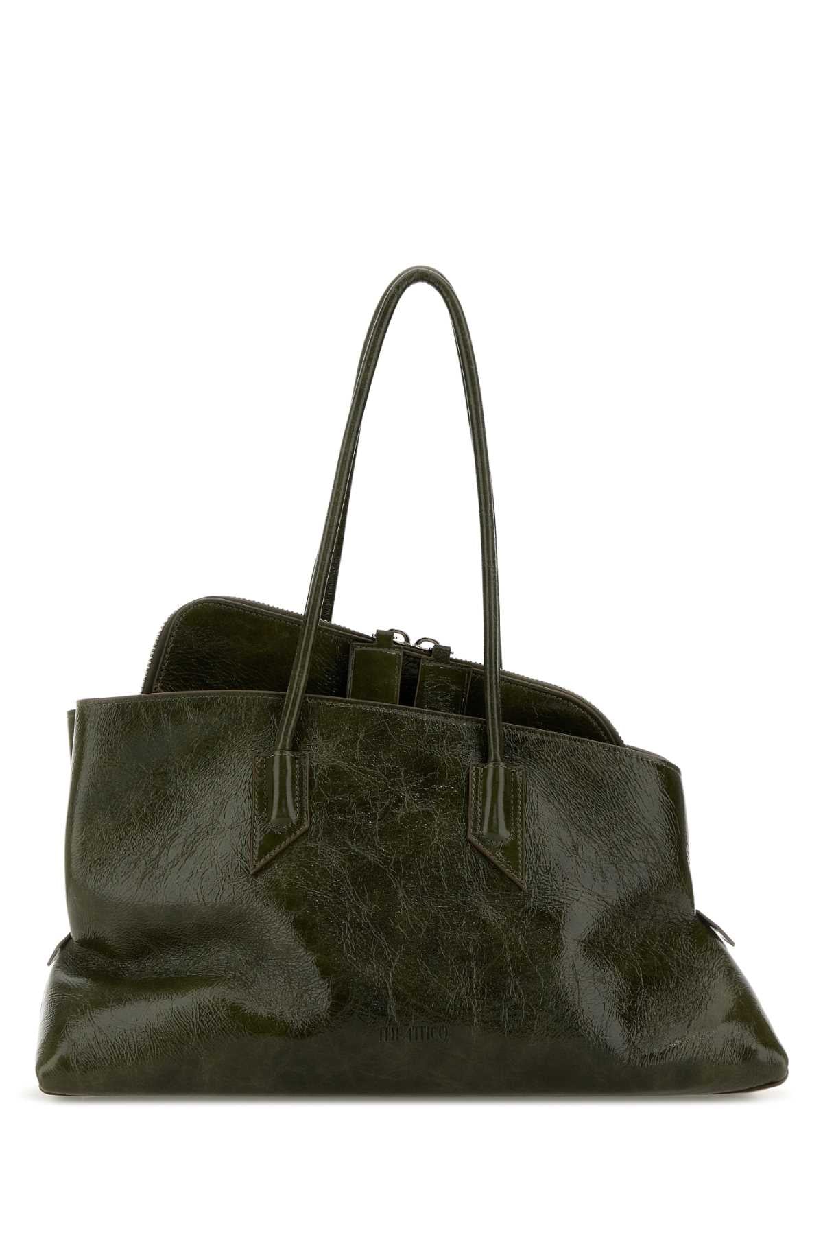 The Attico Crumpled Leather Shoulder Bag — Brown