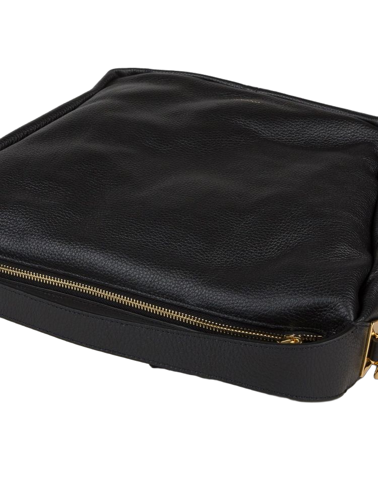 Coccinelle Grained Leather Shoulder Bag — Black Cow