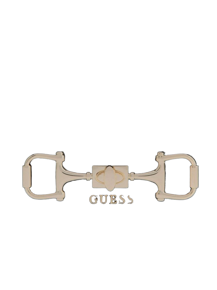 Guess Sculptural Clasp Crossbody Bag — Black Polyurethane